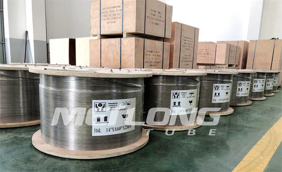 ASTM A269 خط الحقن الكيميائي للأنابيب الملفوفة من الفولاذ المقاوم للصدأ 3/8 بوصة OD X 0.065 بوصة بالوزن